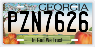 GA license plate PZN7626