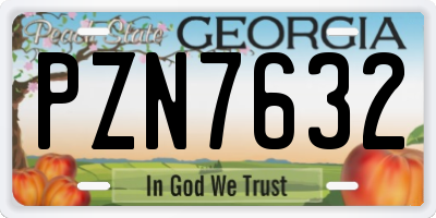 GA license plate PZN7632