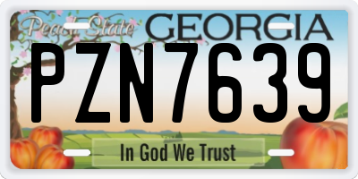GA license plate PZN7639