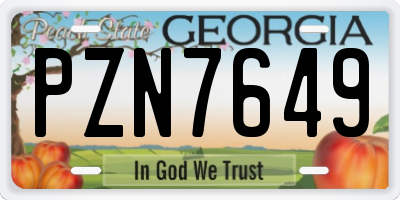 GA license plate PZN7649