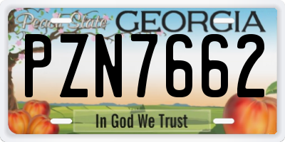 GA license plate PZN7662