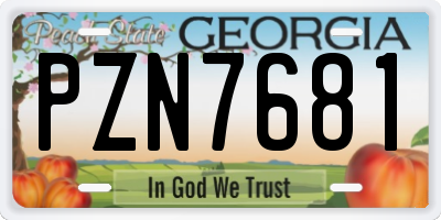 GA license plate PZN7681