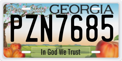 GA license plate PZN7685