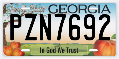 GA license plate PZN7692