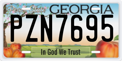 GA license plate PZN7695