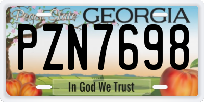 GA license plate PZN7698