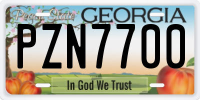 GA license plate PZN7700