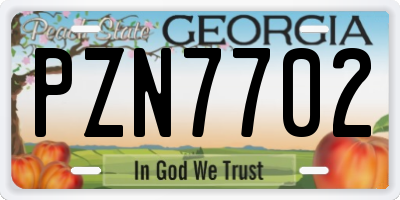 GA license plate PZN7702