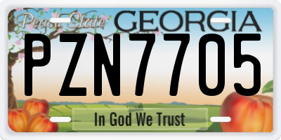 GA license plate PZN7705