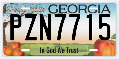 GA license plate PZN7715