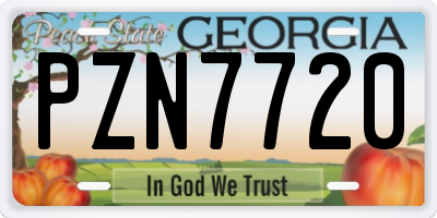 GA license plate PZN7720