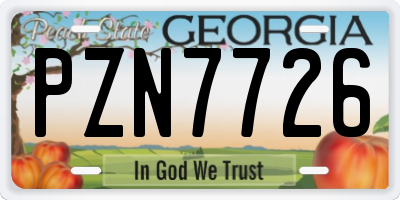 GA license plate PZN7726