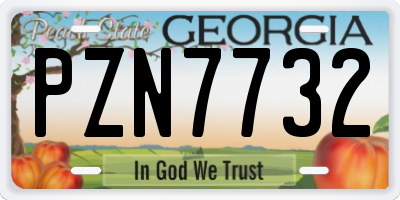 GA license plate PZN7732