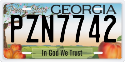 GA license plate PZN7742