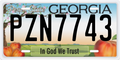 GA license plate PZN7743