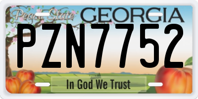 GA license plate PZN7752