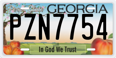 GA license plate PZN7754