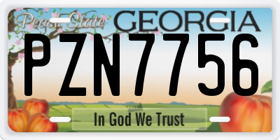 GA license plate PZN7756