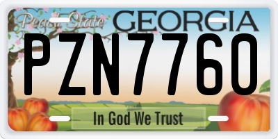 GA license plate PZN7760