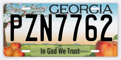 GA license plate PZN7762