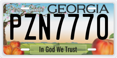 GA license plate PZN7770