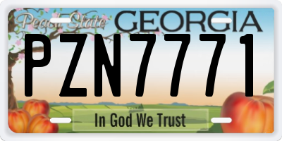 GA license plate PZN7771