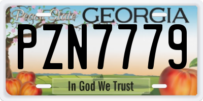 GA license plate PZN7779