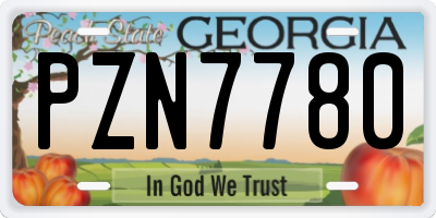 GA license plate PZN7780