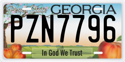 GA license plate PZN7796