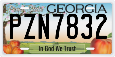 GA license plate PZN7832