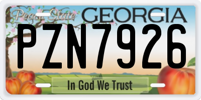 GA license plate PZN7926