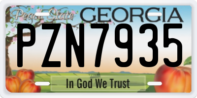 GA license plate PZN7935