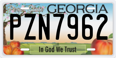 GA license plate PZN7962