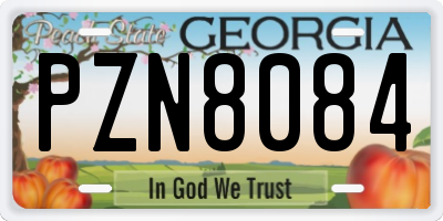 GA license plate PZN8084