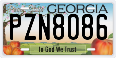 GA license plate PZN8086