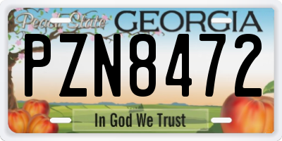 GA license plate PZN8472