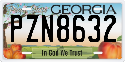 GA license plate PZN8632