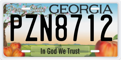 GA license plate PZN8712