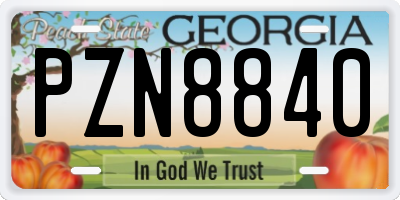 GA license plate PZN8840