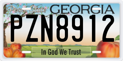GA license plate PZN8912