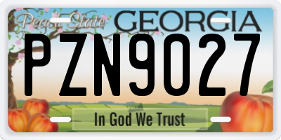 GA license plate PZN9027