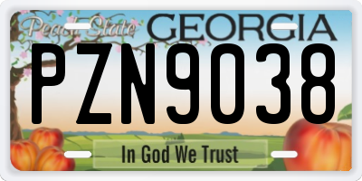 GA license plate PZN9038