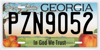 GA license plate PZN9052