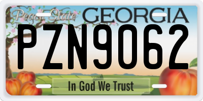 GA license plate PZN9062