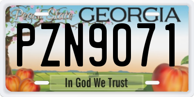GA license plate PZN9071