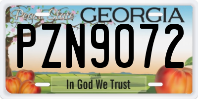 GA license plate PZN9072