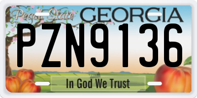 GA license plate PZN9136