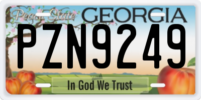 GA license plate PZN9249