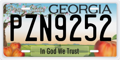 GA license plate PZN9252
