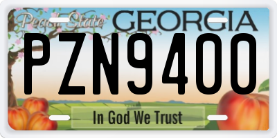 GA license plate PZN9400